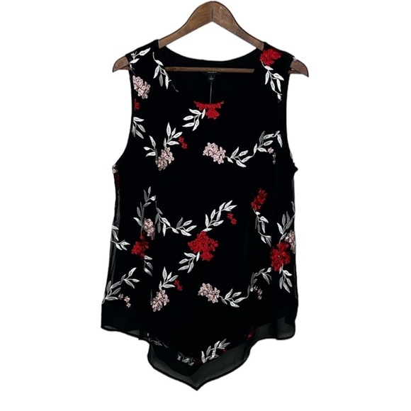 Alfani Tops - Alfani Rouge Romance Knit Embroidered Floral Sleeveless Blouse